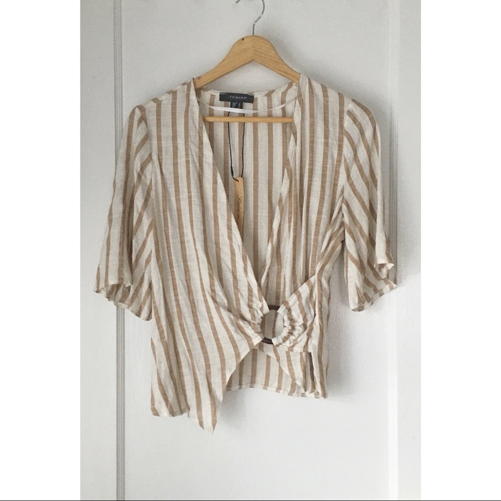 NWT Linen Wrap Top